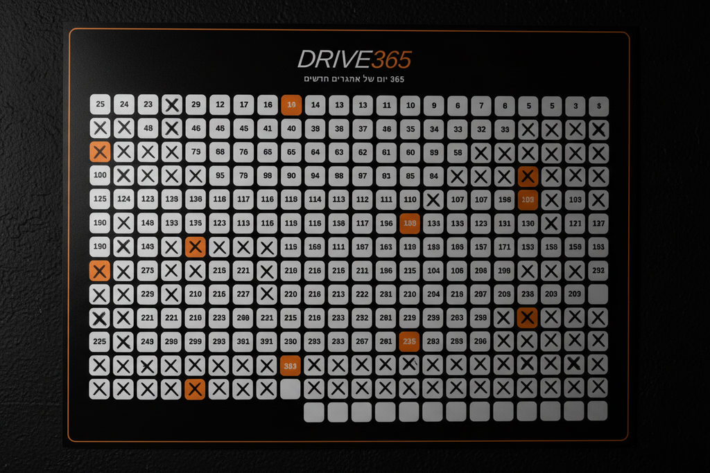תקריב על לוח Drive365 עם סימוני X